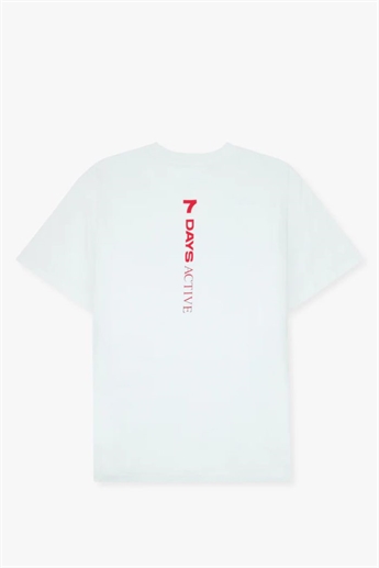 7 Days Active, Organic Regular logo Tee, White / Red